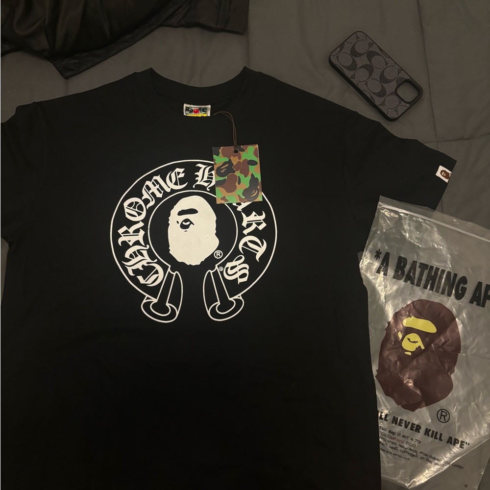 Bape Black and White Graphic T-Shirt